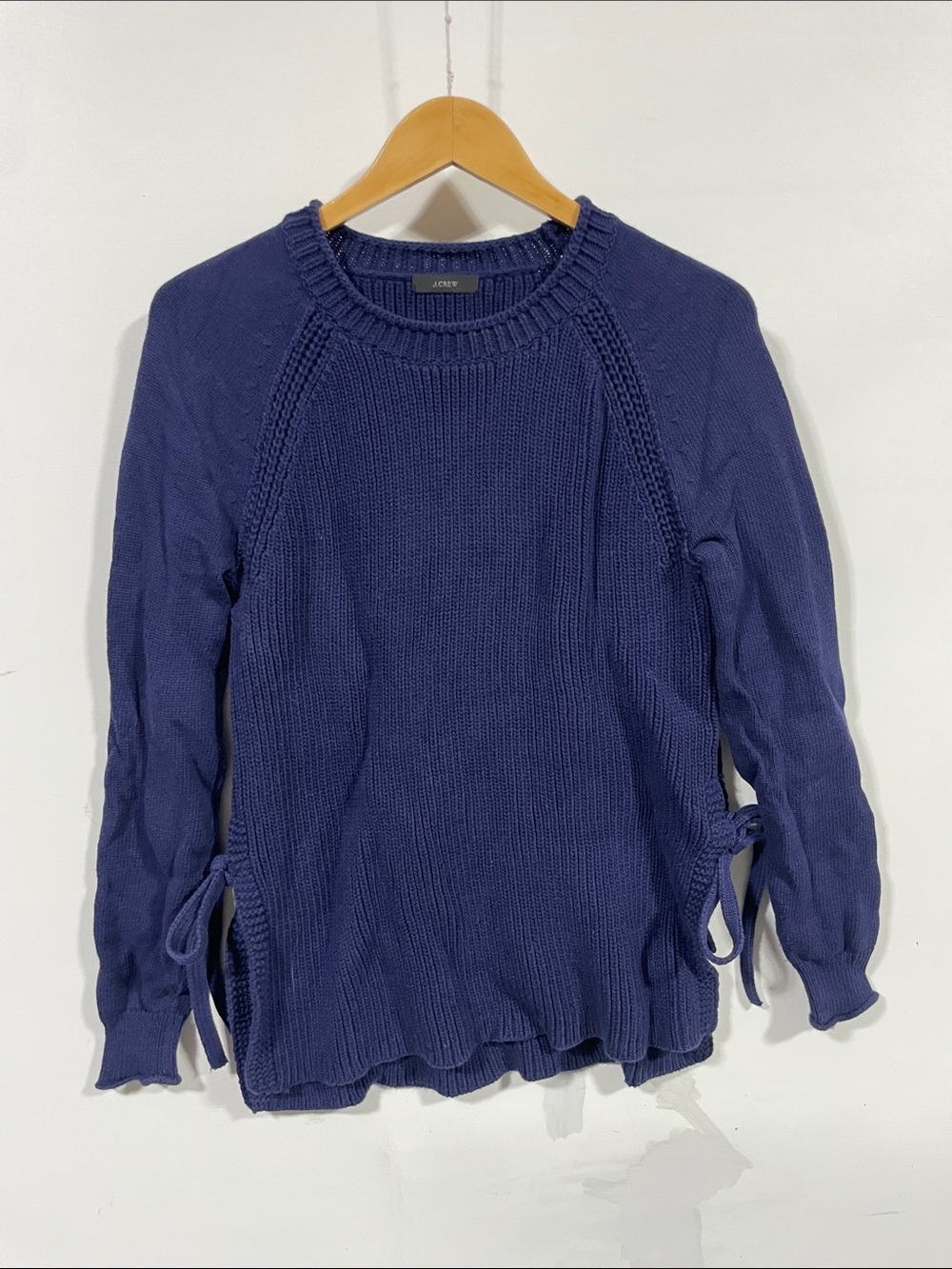 J. Crew Navy Blue Crewneck Sweater with Side Ties
